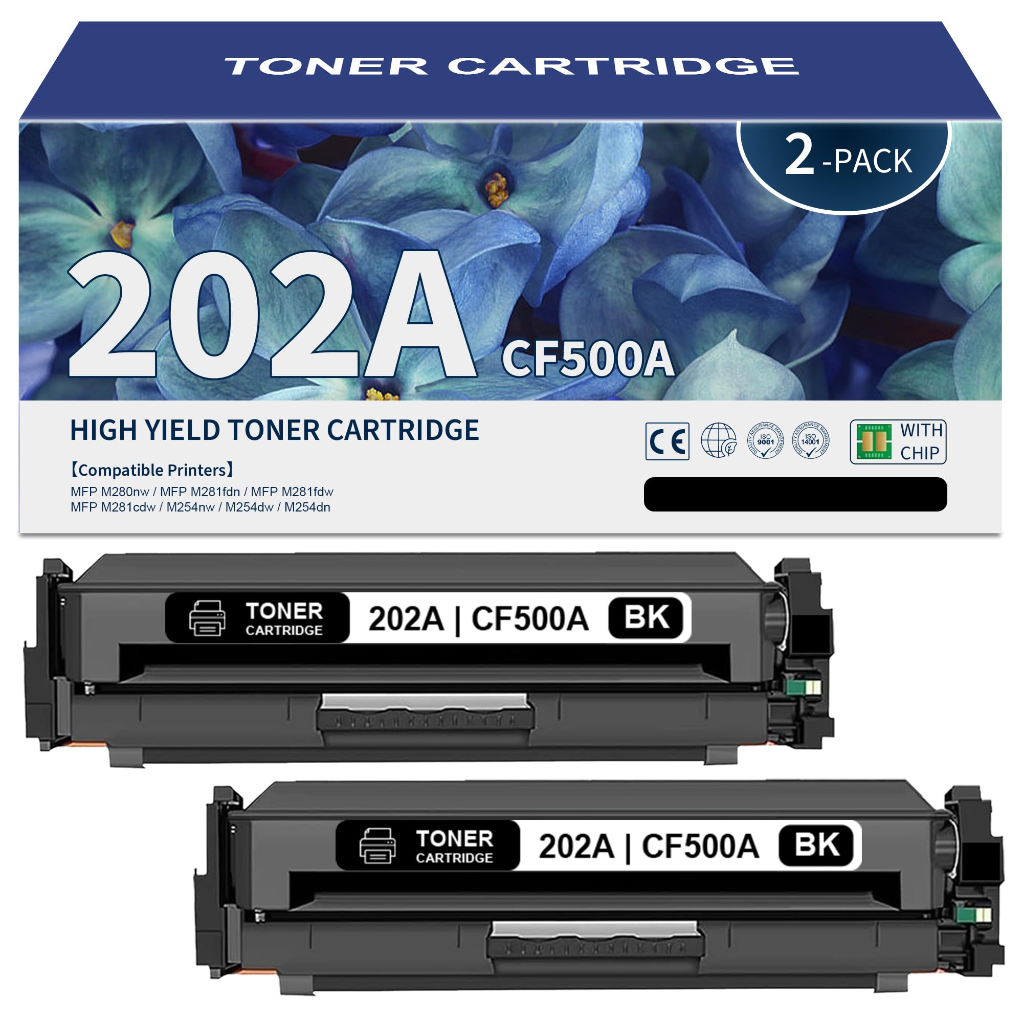 202A Black Toner Cartridge Replacement for HP 202A CF500A Toner Works with Pro MFP M281fdw M281cdw M254dw M254nw M281fdn M280nw M254 M281 202 Toner