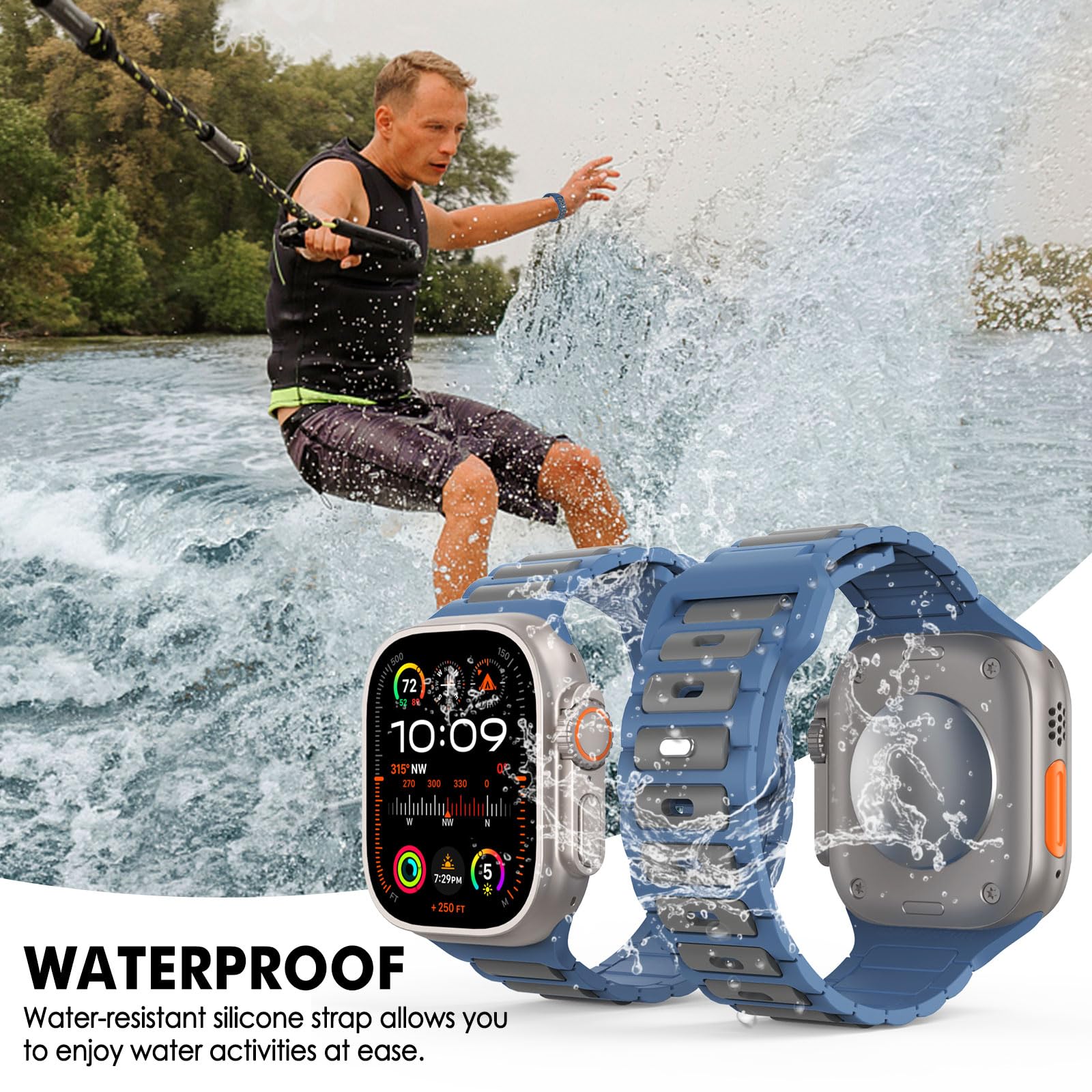 MoKo Cinturino Compatibile con Apple Watch Ultra 2 49mm 46mm 45mm 44mm 42mm per Uomo Donna, Cinturino di Ricambio Sportivi in Silicone per iWatch Apple Watch Serie 10 9 8 7 6 5 SE Ultra 2