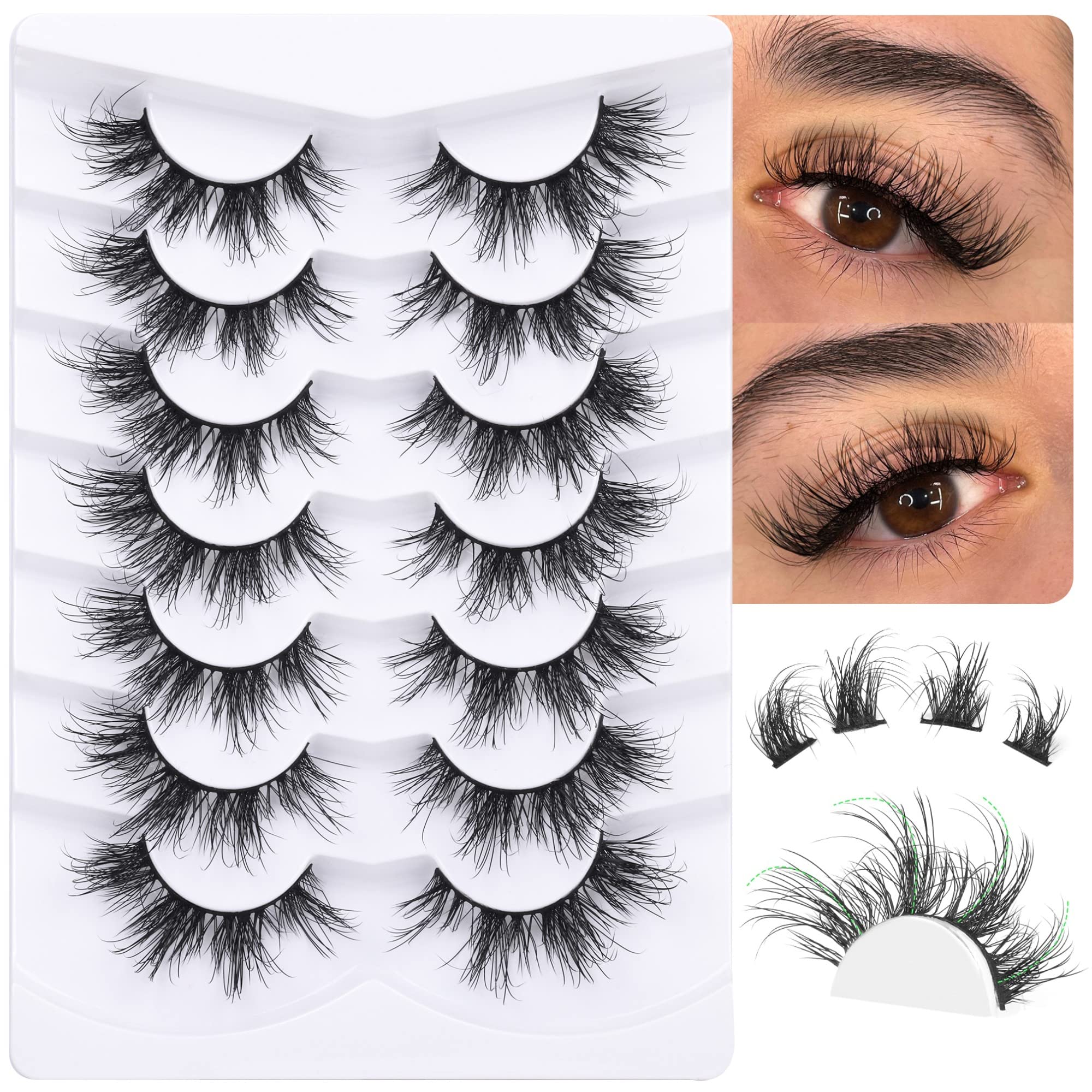 Natural False Eyelashes Wispy Mink Lashes 15mm Short Cluster Strip Eye Lashes That Look Like Extension by Geeneiya - Flat Eyelash