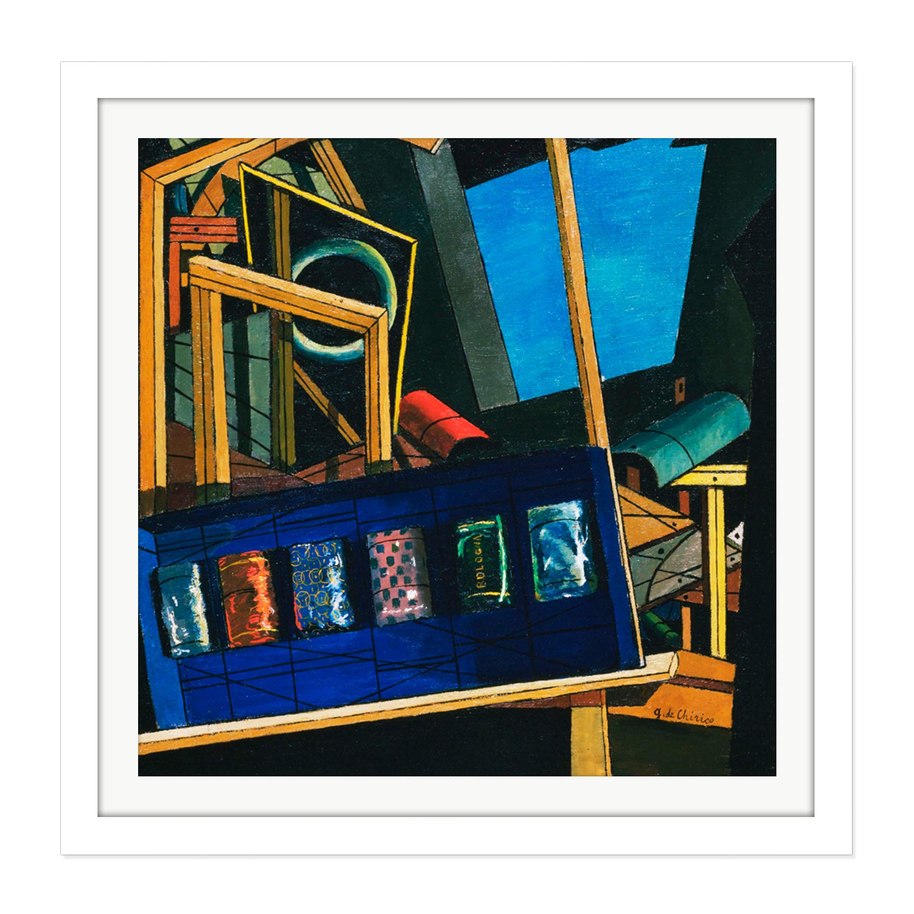 Artery8 Framed White 16X16 Giorgio De Chirico The Faithful Servitor Square Wooden Framed Wall Art Print Picture 16X16 Inch