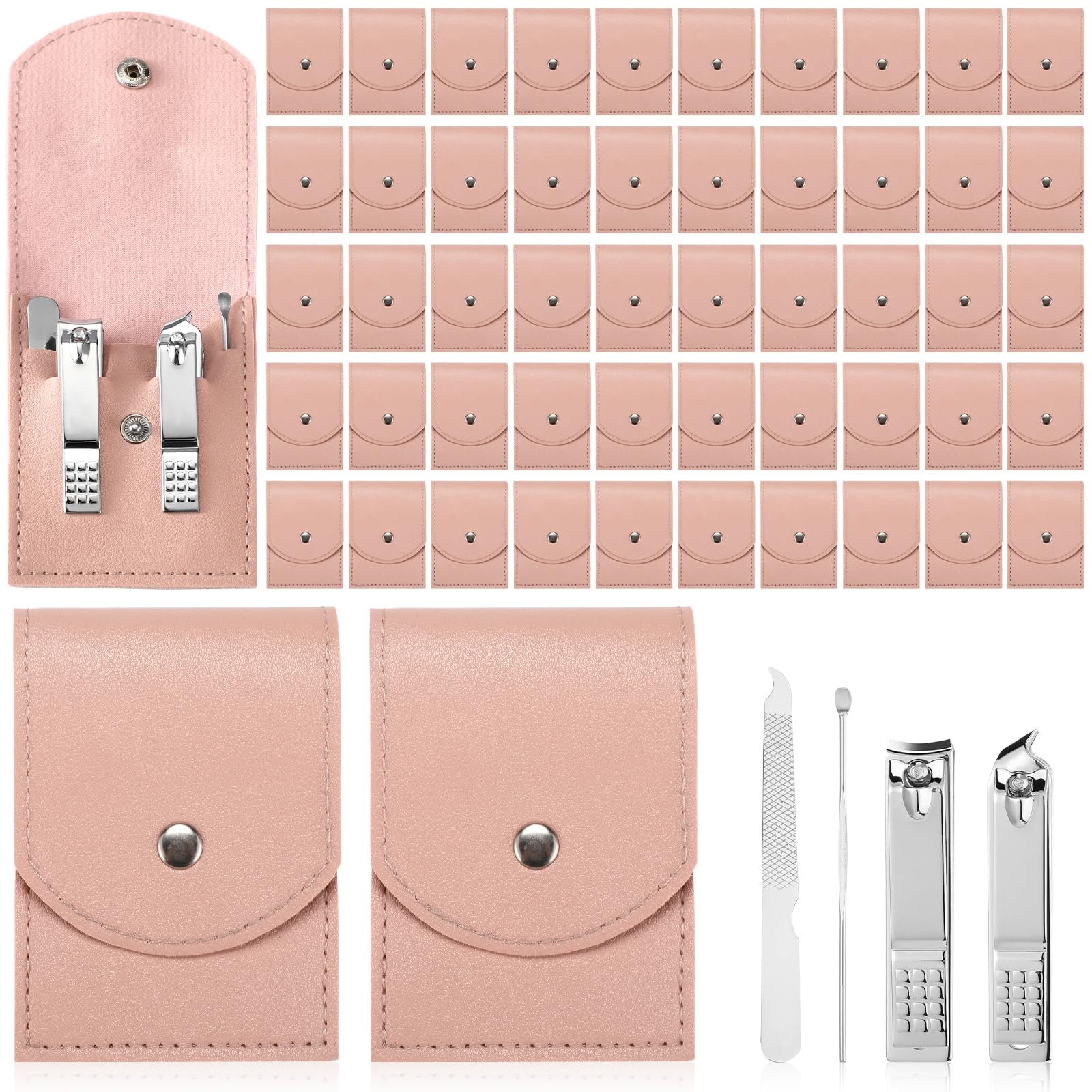 Geosar Juego de 50 juegos de manicura de viaje, cortaúñas, pedicura, herramientas profesionales para el cuidado de las uñas, juego de uñas de acero inoxidable con estuche de viaje portátil, regalos