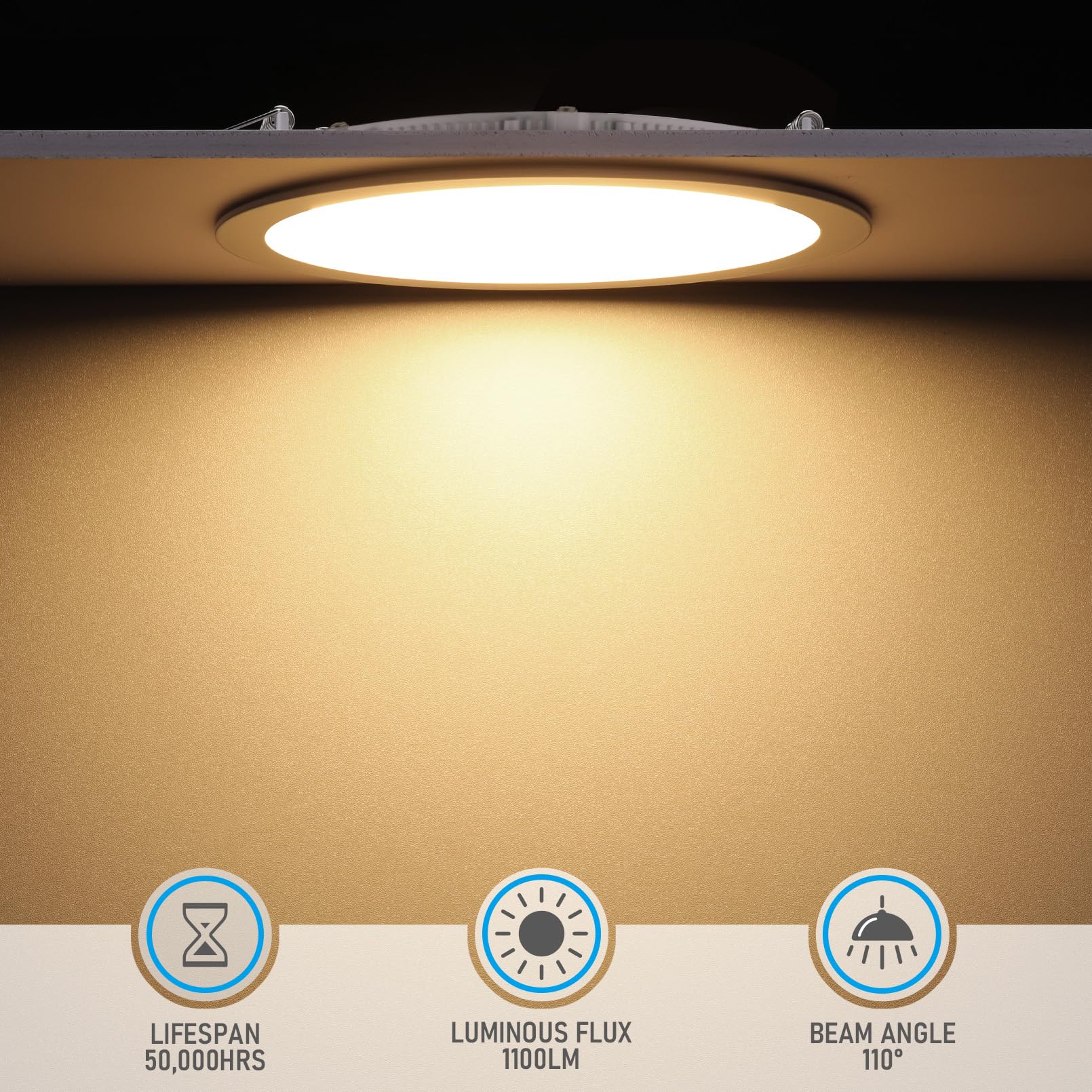 TORCHSTAR Paquete de 12 unidades de iluminación LED ultrafina de 6 pulgadas con caja J, blanco cálido de 3000 K, 12 W regulable 1000 lm de brillo LED, luz descendente ETL y estrella de energía