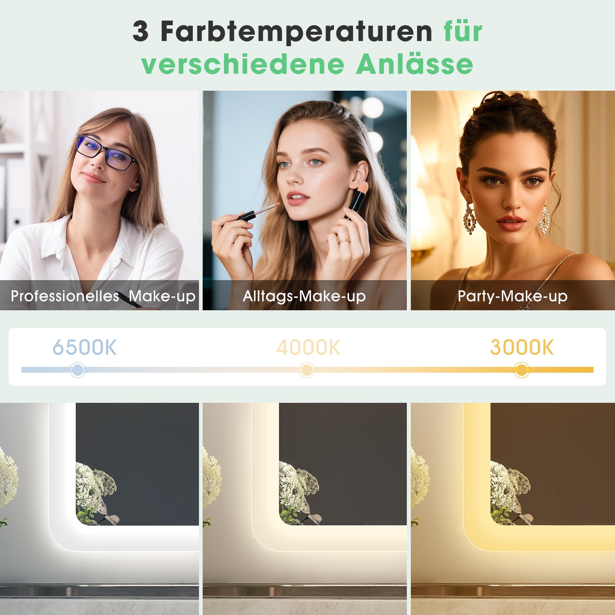 S'bagno Badspiegel-mit-Beleuchtung 140x80cm, Led-Badezimmerspiegel-mit-Licht, Bluetooth, Entfoggen, 3 Farben, Dimmbar, Speicherfunktion, Gehärtetes Glas, IP44 Wasserdicht, Horizontal/Vertikal