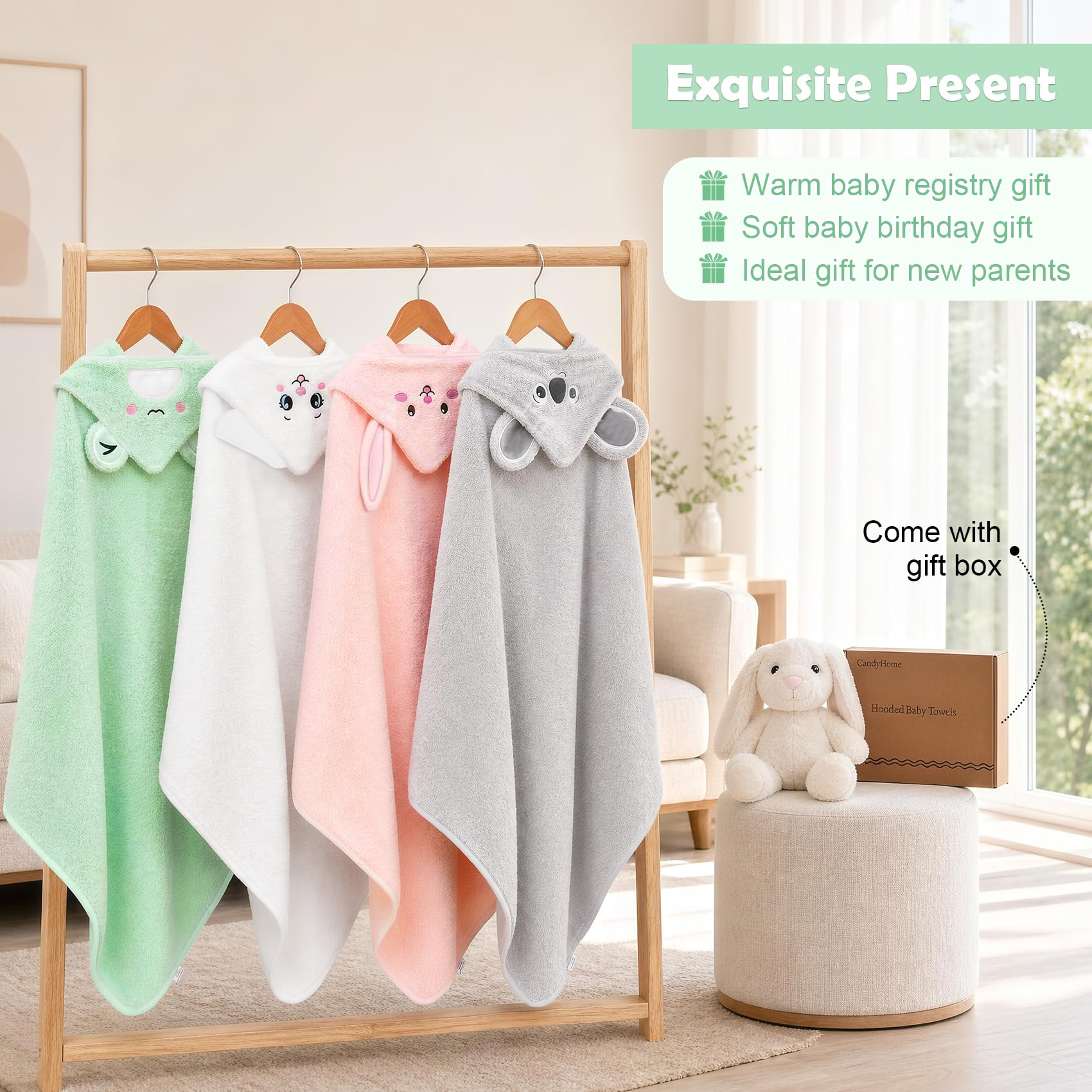 CandyHome 12 PCS Baby Bath Towels Set for Infants Toddlers Essentials view 7