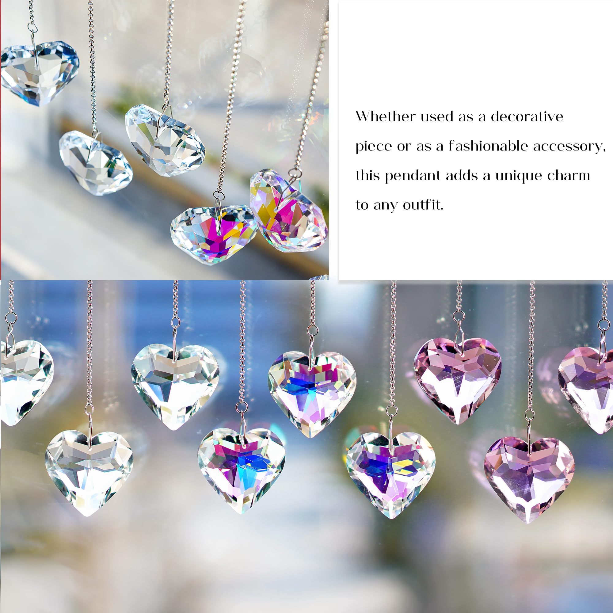 H&D HYALINE & DORA 50mm Clear Crystal Heart Suncatcher Set of 3 Suncatcher for Window Crystal Heart Sun Catcher Hanging Ornament Rainbow Maker Gifts for Mom Grandma - Image 4