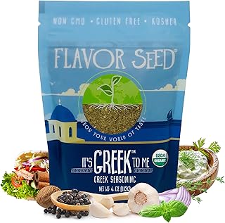 Organic Greek Seasoning Blend - It's Greek To Me by Flavor Seed, Mediterranean Herbs & Spices for Gyro, Tzatziki & Kebab, Carnivore & Keto Friendly, Non GMO, 2 oz Shaker Jar, 4 oz Resealable Bag