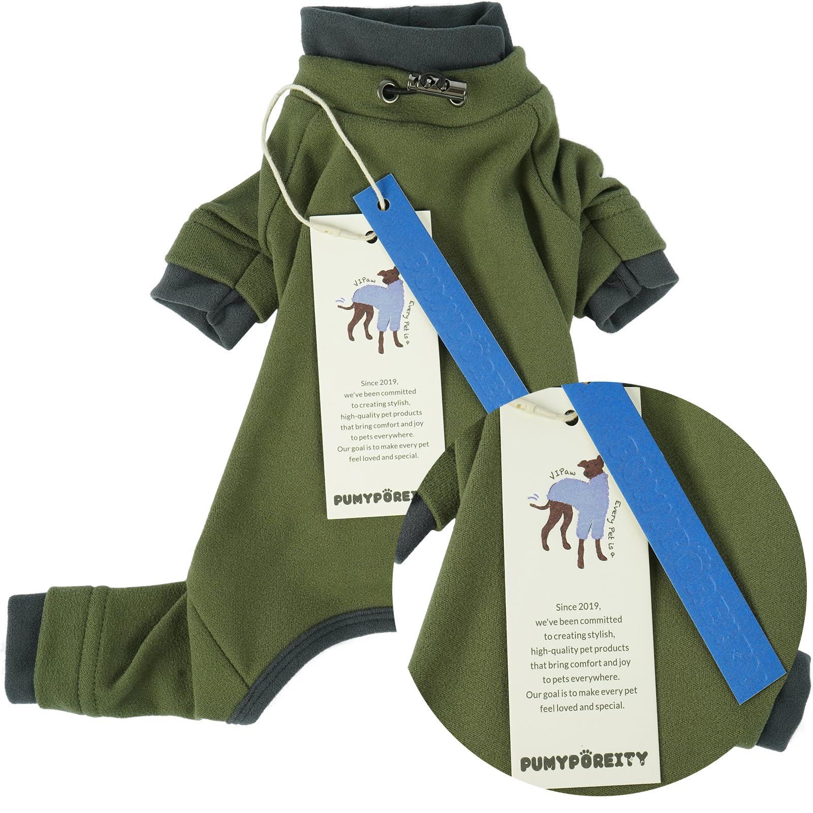 Chaleco Polar para Gatos, Chaqueta de Invierno Abrigo Otoño Invierno Caliente Pullover Suave Fleece Onesie Felpa para Gatos Body Postoperatorio(Verde Militar, M) — view 8