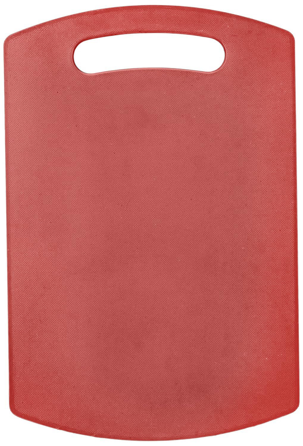 HomeWiz Kitchen Plastic Cutting Chopping Board with Handle for Vegetable, Fruits, Cheese, Premium-Grade Plastic, 100% Food Safe, BPA-Free, Dishwasher Safe, Microwave Safe, Anti Bacterial Red Rectangle