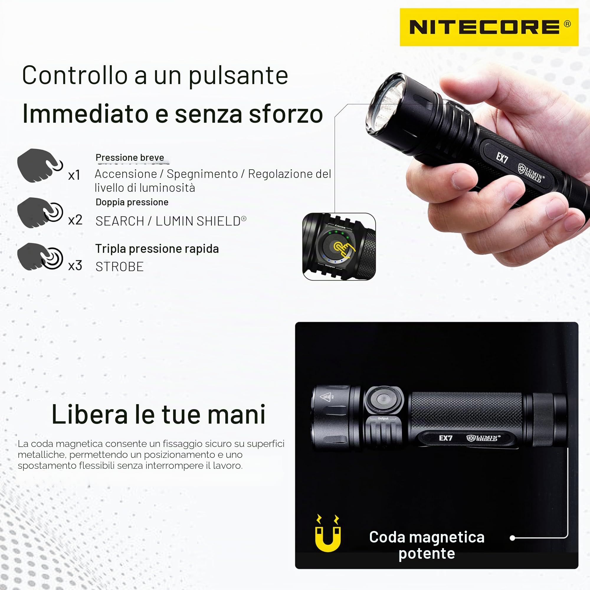 Nitecore EX7 della torcia elettrica di rendimento elevato del modello del fascio variabile