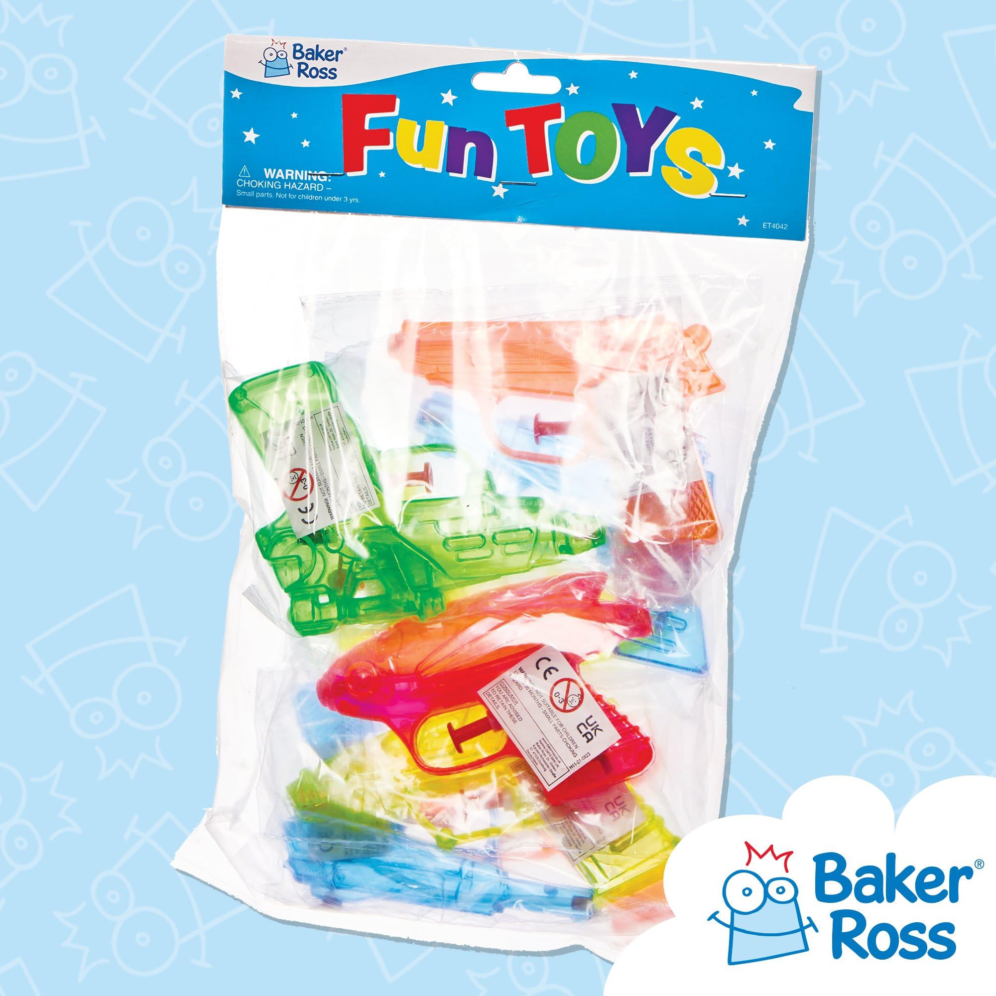 Baker Ross Przezroczyste pistolety na wodę (8 sztuk), 7,5-11,5 cm
