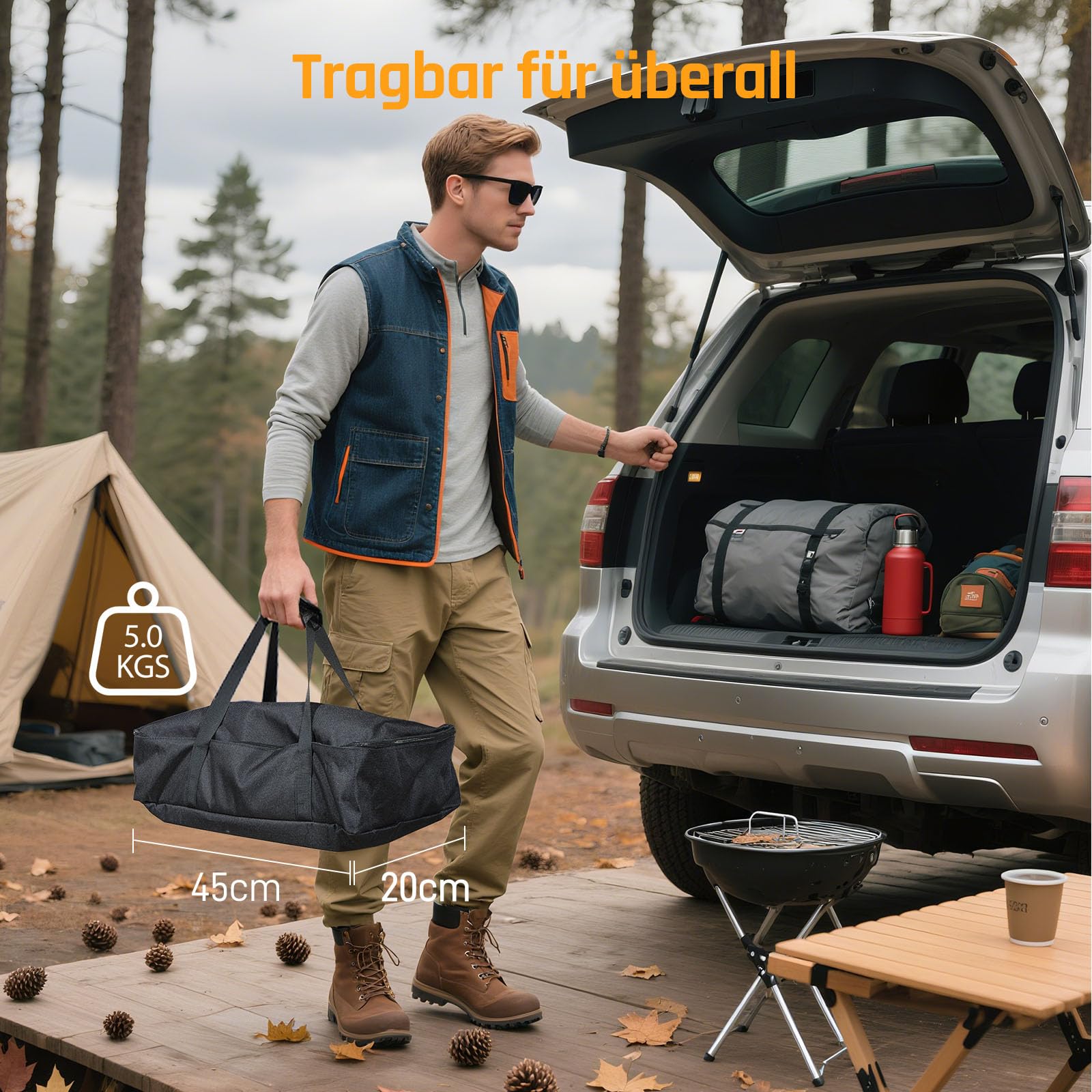 Beamer Leinwand Outdoor mit Ständer: LEORFI 120 Zoll Projektionswand Ständer Portable faltbar Front/Rückprojektion Bodenleinwand mit Tragetasche - Upgraded Sturdy Base für Heimkino, Filme Nächte