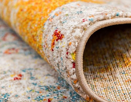 Miniatura 7 de Unique Loom - Alfombra estilo tradicional de Rosso Collection, Polipropileno, AnaranjadoAzul