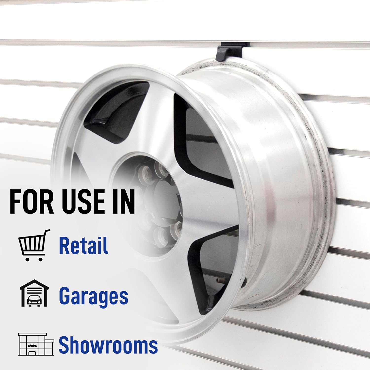 VICTORY DISPLAY & STORE FIXTURE MFG Vehicle Rim Clip for Hanging Car and Truck Rims from Slatwall Panels (Quantity 10) (10)