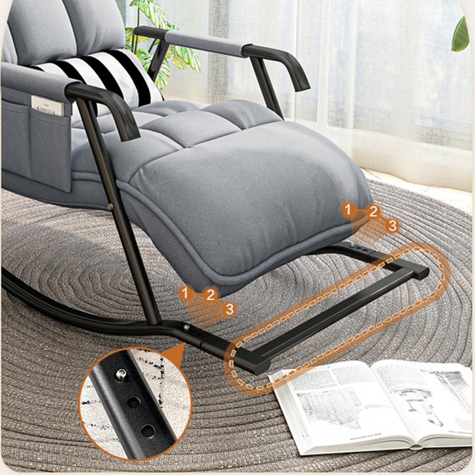 Poltrona Relax, gravità Zero Sdraio da Giardino,Poltrona Sdraio Relax Reclinabile con Cuscino Imbottito,Tasche Laterali con Braccioli,per Arredo Esterno, Giardino, Terrazzo E Balcone