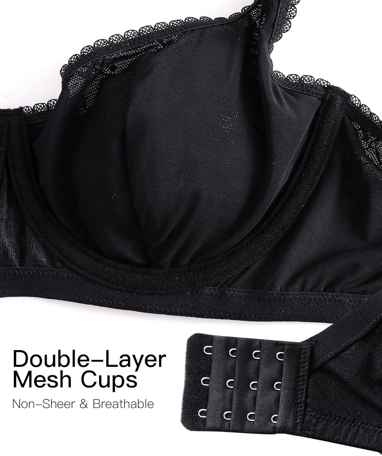 Women's Balconette Bra Push Up Unlined Underwire Lace U-Neck Demi Cup Sexy Plus Size 34C-42DDD - Image 4