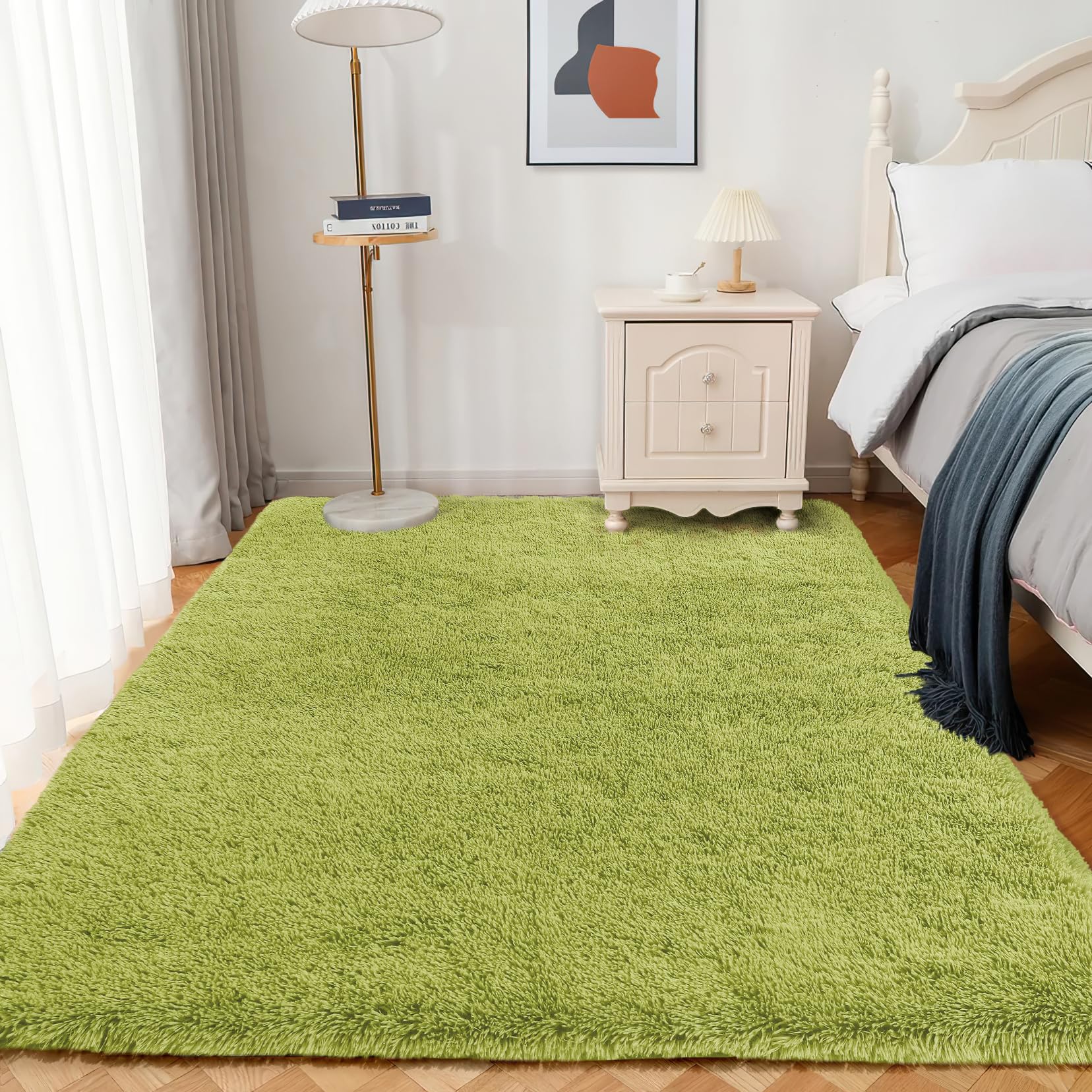 XSIVOD Grandi Tappeti per Soggiorno, Tappeto Super Morbido per Camera da Letto, Tappeto di Lusso in Velluto Soffice Ideale per Camera da Letto, Cameretta, Camera dei Bambini, 200x300cm, Verde