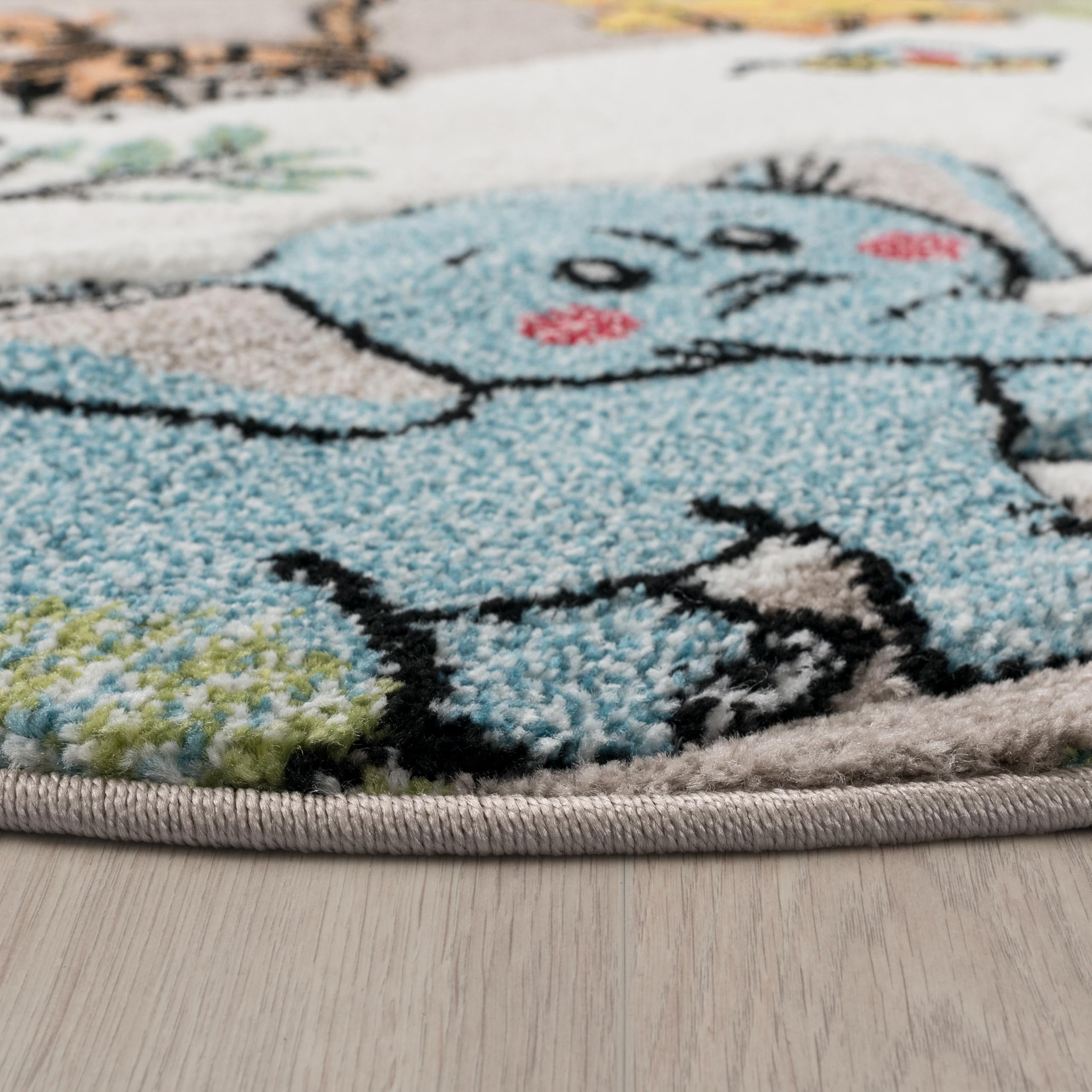 Paco Home Vloerkleed Kinderkamer Jungledieren Giraf Leeuw Aap Zebra Beige Creme 133 Cm Quadrat 767291794
