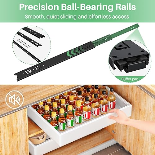 Miniatura 4 de Organizador de gabinete extraíble con nano adhesivo, cajón deslizante de extensión completa resistente para organizadores y almacenamiento de