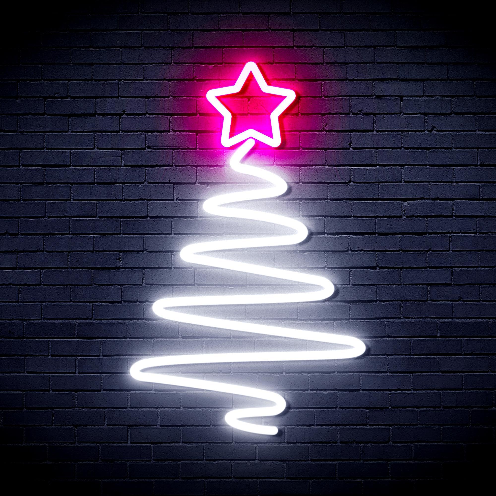 ADVPRO Modern Christmas Tree Flex Silicone LED Neon Sign - White & Pink - st16s64-fnu0152-wk