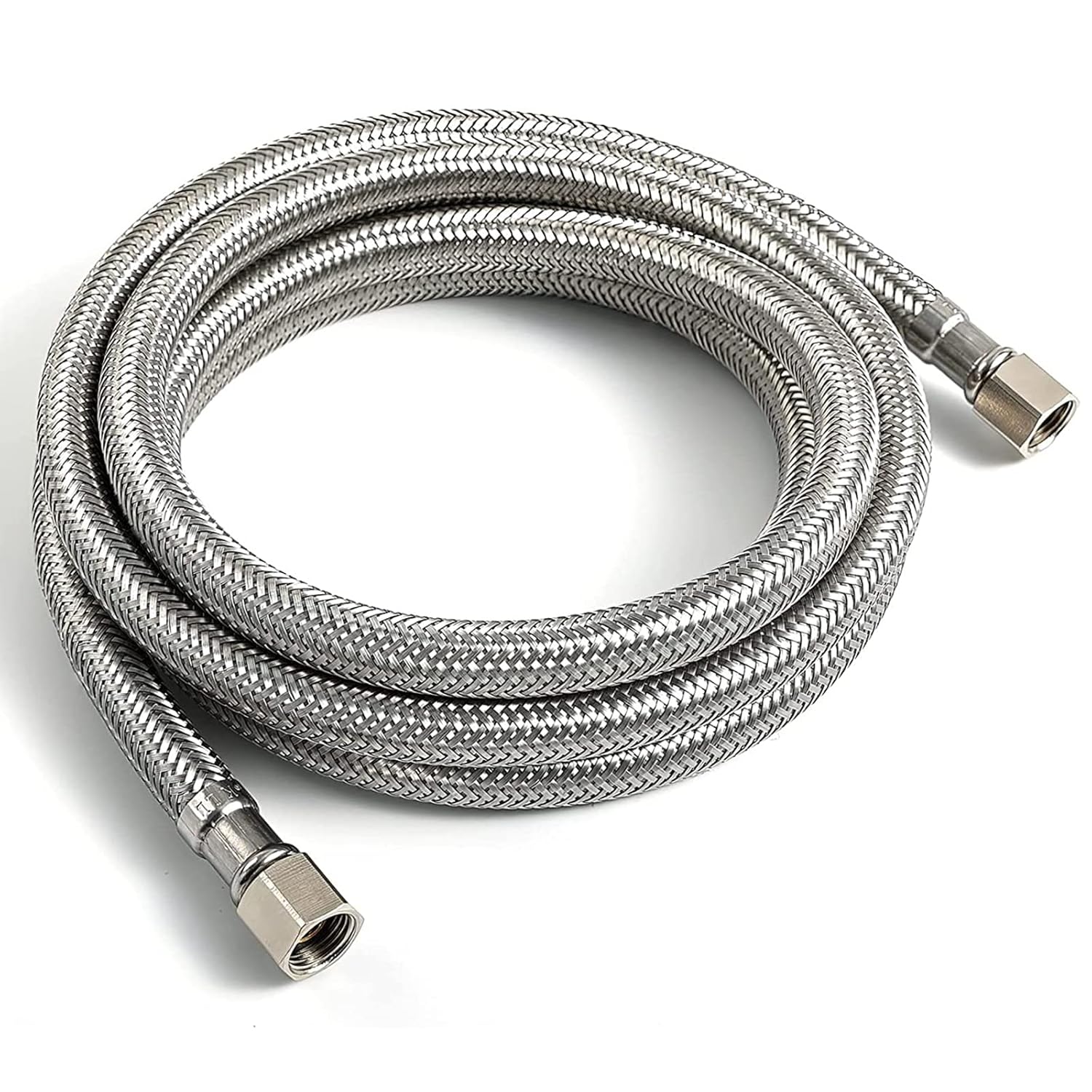 15 FT Stainless Steel Braided Ice Maker Hose with Universal