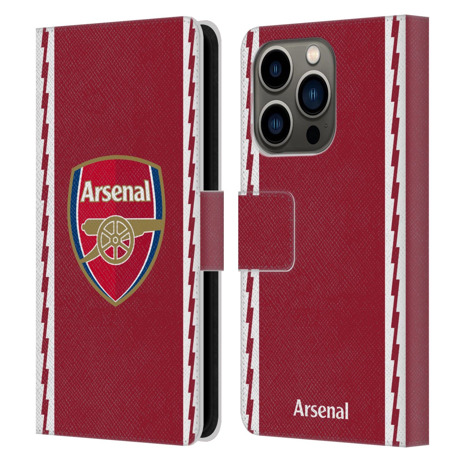 Head Case Designs Officially Licensed Arsenal FC Home 2022/23 Crest Kit Leather Wallet Case Compatible With Apple iPhone 14 Pro