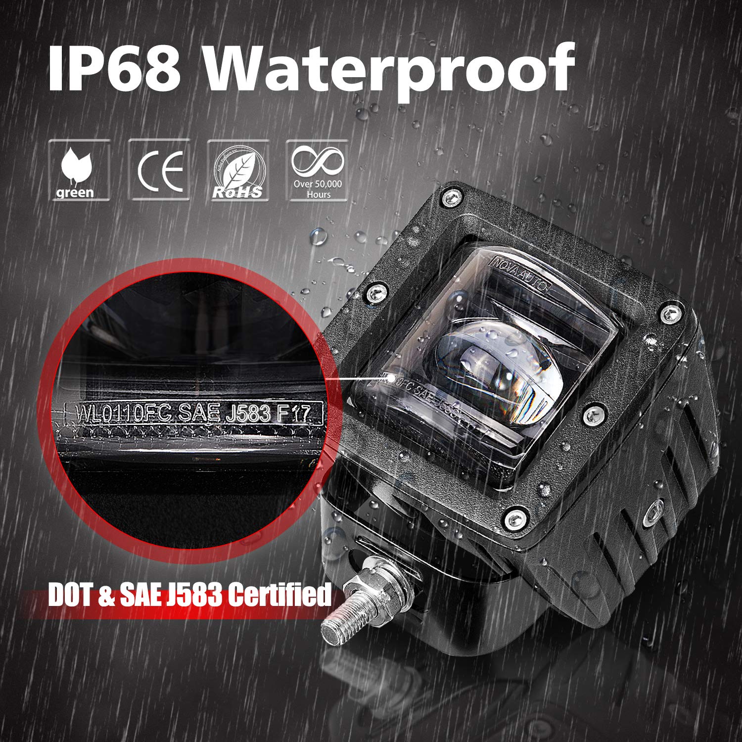 DOT SAE Fog Lights LED Pods TeochewLED 2 Pack 40W 3 Inch Cube Lights