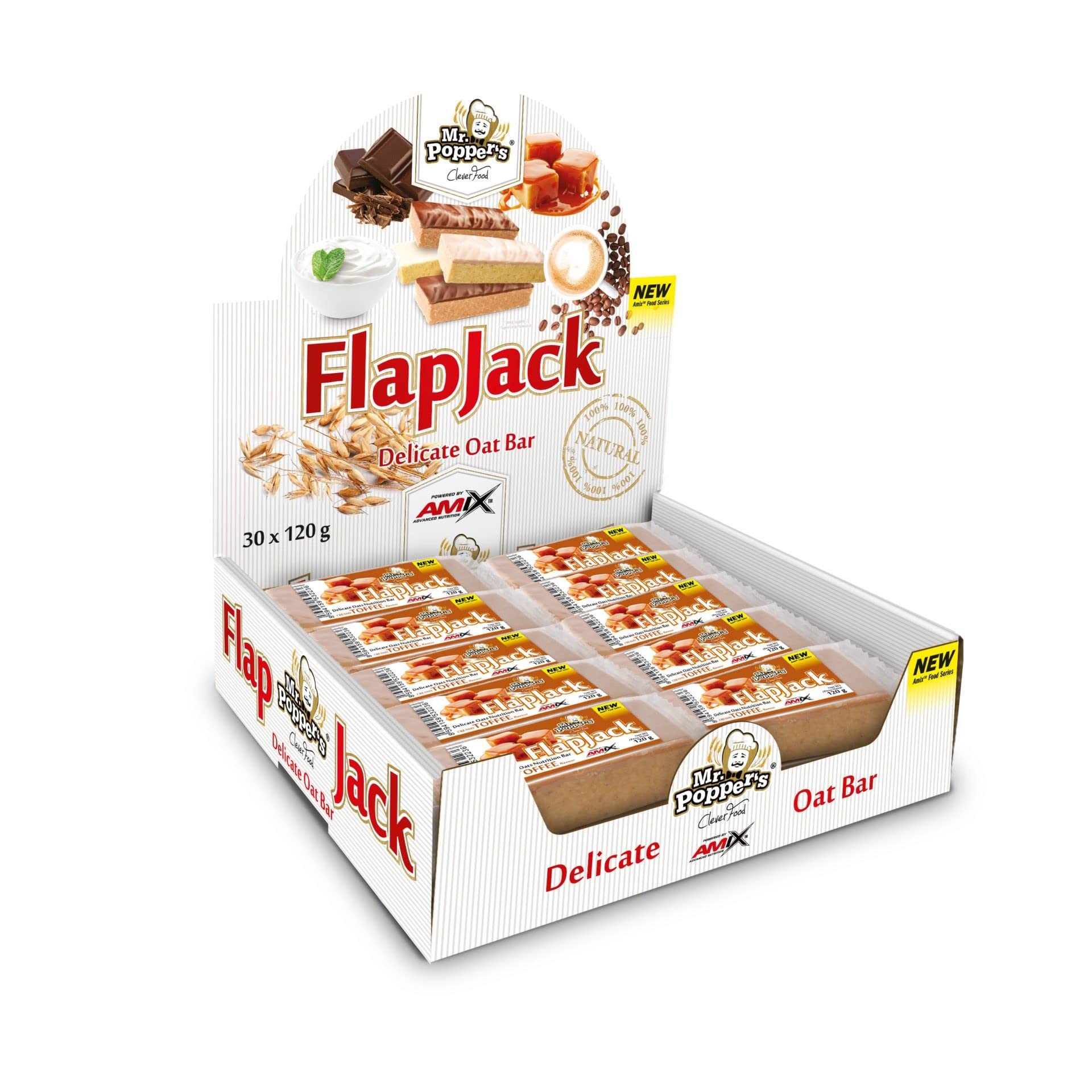 Amix Nutrition - Flapjack - 120g - Cioccolato, Scatola da 30 Unitá
