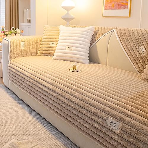 Miniatura 12 de Funda de sofá de terciopelo seccional, divertidas fundas para sofá para mascotas para respaldo, fundas de sofá cálidas de felpa para mascotas,