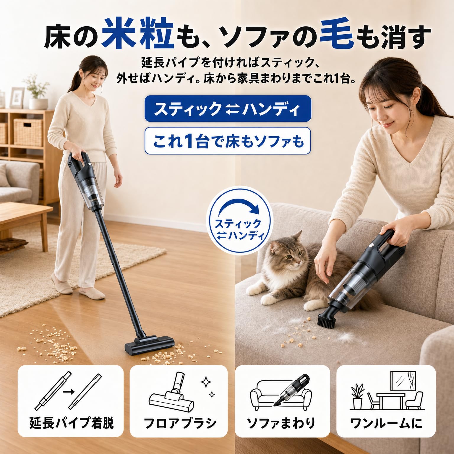 Amazon | 掃除機 コードレス 強力吸引30000Pa 軽量 一人暮らし 静音