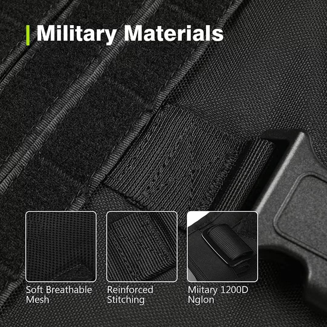 PETODAY Tactical Dog Harness for Large Dogs,Working Dog Training Molle Vest,with 2X Metal Buckle,Military Dog Harness with Handle,Hook and Loop Panel for Dog Patch (Black, L)