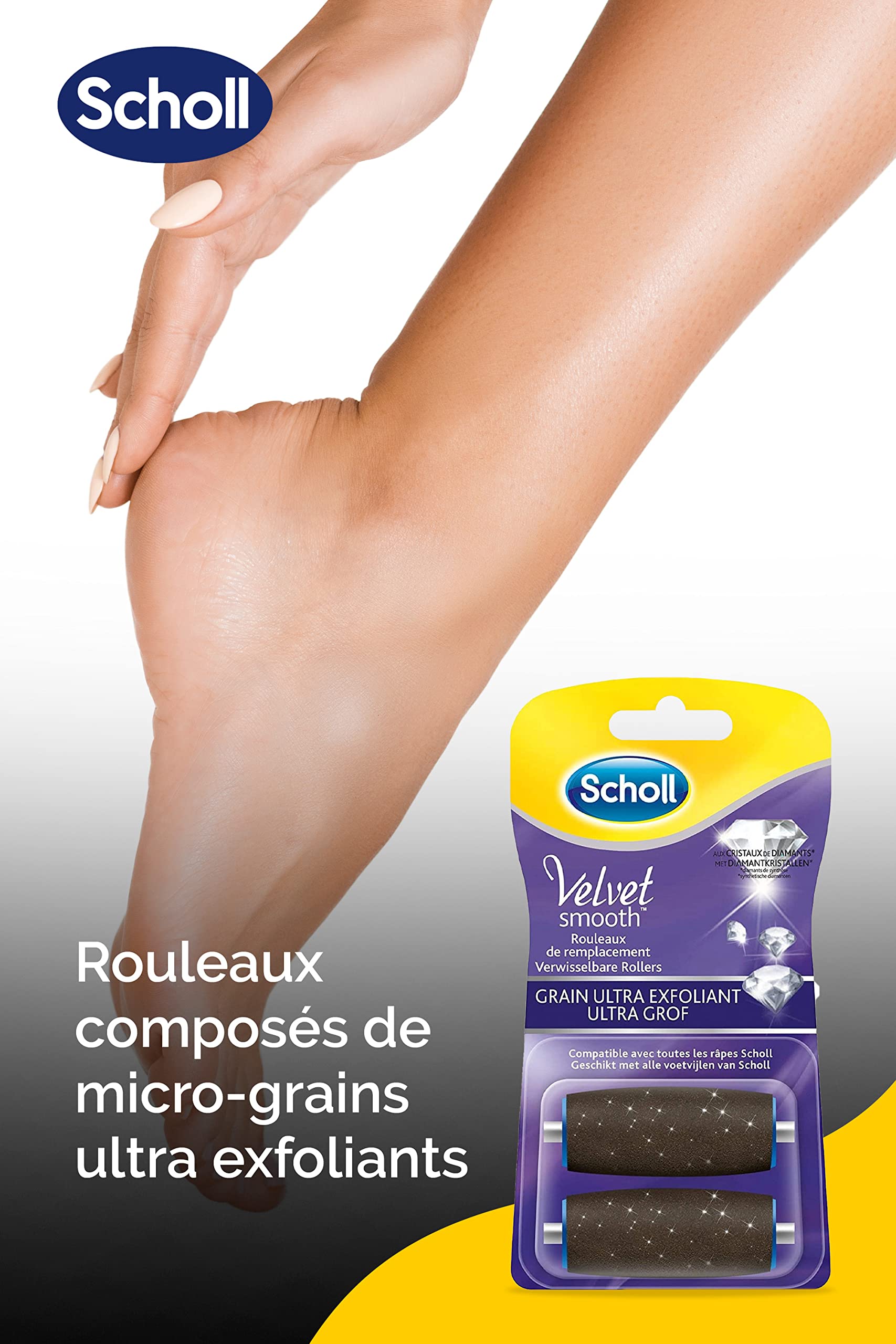 Scholl Velvet Smooth 3040252 Rolki do Pilnika, Czarny, 2 szt.