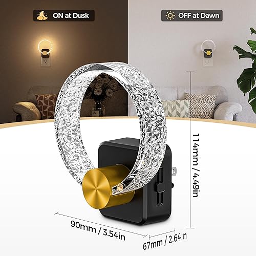 Miniatura 5 de DORESshop Luces nocturnas LED que se enchufan a la pared, luz nocturna decorativa de acrílico con sensor de atardecer a amanecer, luces nocturnas