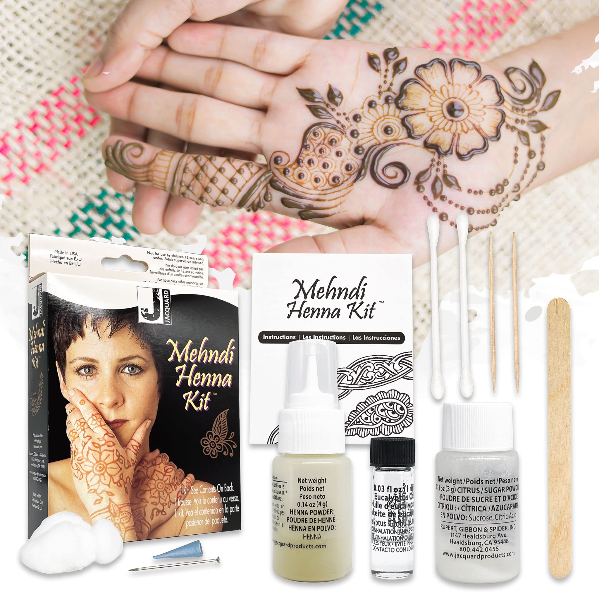 Jacquard Mehndi Henna Tattoo Kit for Beginners Temporary Tattoo Ink