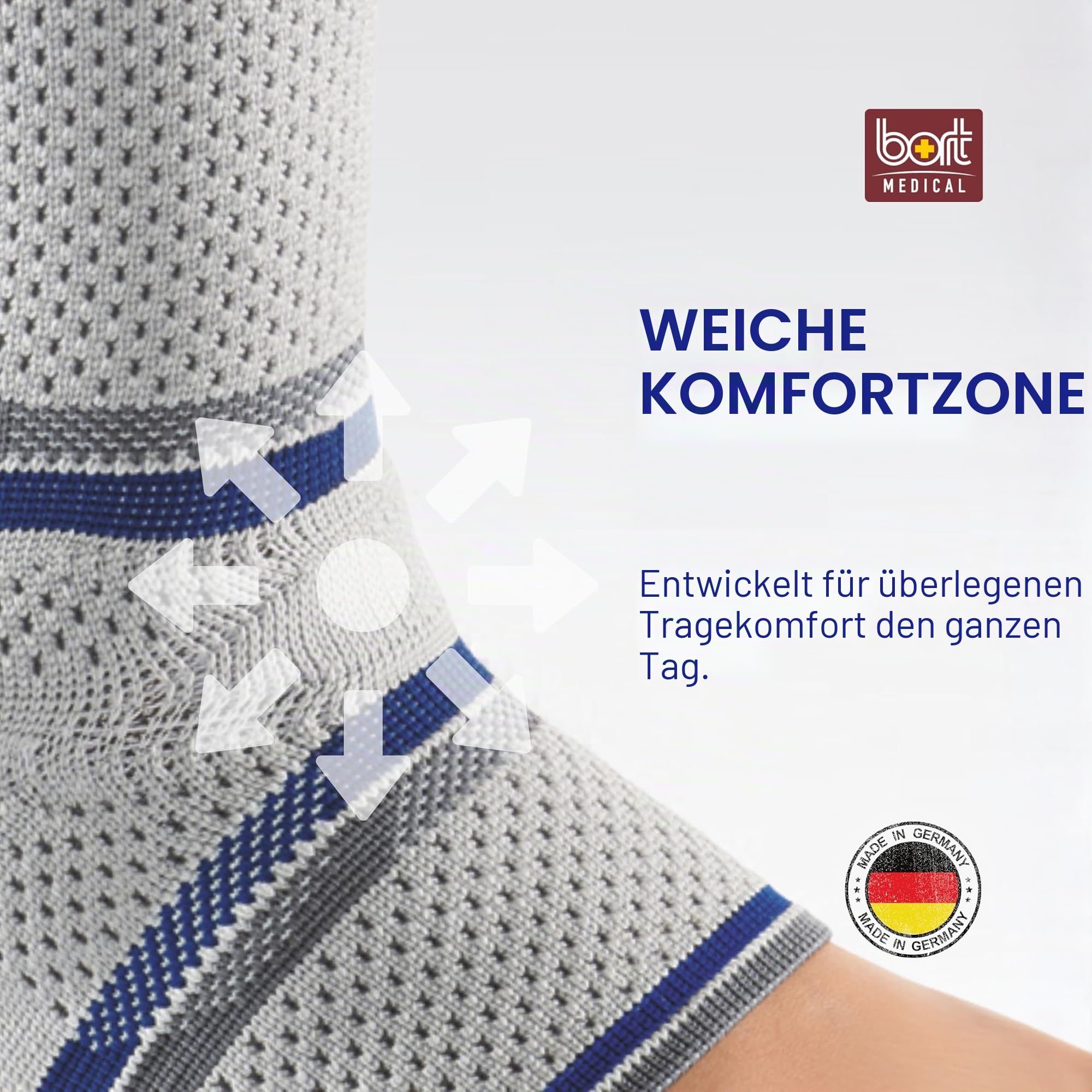 bort 054900 large silber AchilloStabil ECO Achillessehnenbandage rechts und links gleich, large, silber