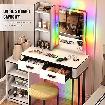 照明付き化粧台-Dressing table with lighting Dystler Dressing Table with Lighted LED Mirror: Makeup Vanity Set