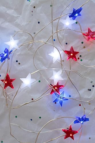  20 Led Patriotic American Flag Star Led String Lights Battery Operated Waterproof Consume Up To 70 Less Power For Patriotic Decoration Memorial Day Presidents Independence Day Red White Blue Home Improvement