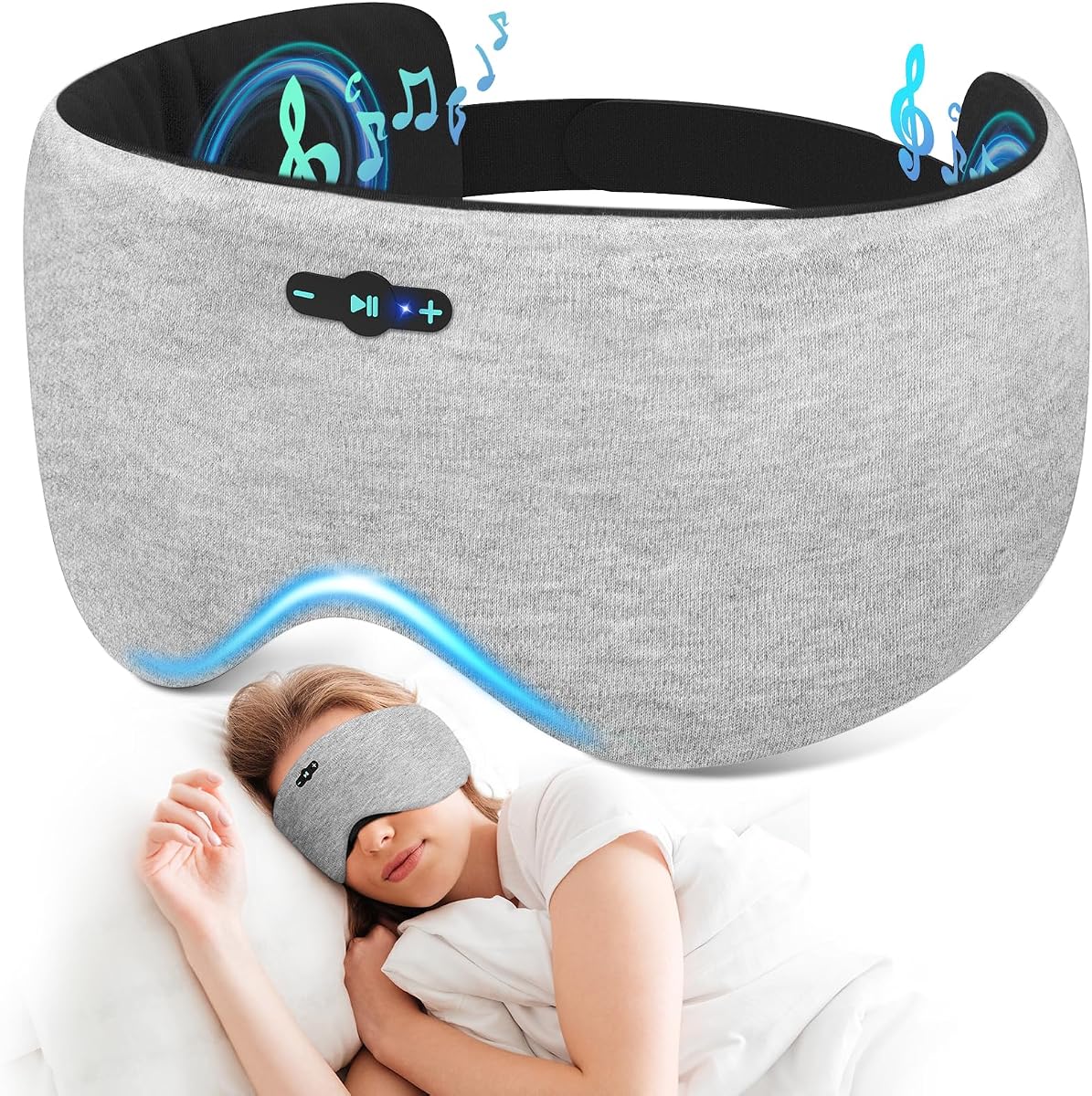 Sleep Headphones Bluetooth 6.0 Sleep Mask for Side Sleepers, 20H Playtime | Sleeping Headphones, Adjustable Blackout Eye Mask for Travel Meditation, Noise-Reducing Gifts for Women Men
