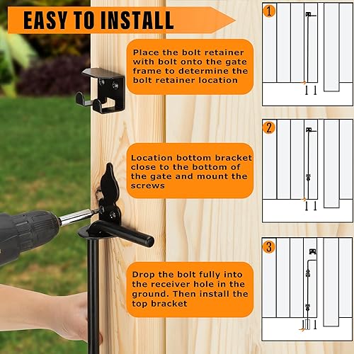 Miniatura 6 de Barra de acero para puerta de perno de caña de alta resistencia de 24 pulgadas, diseño para puertas de vinilo de metal de madera o aplicaciones de