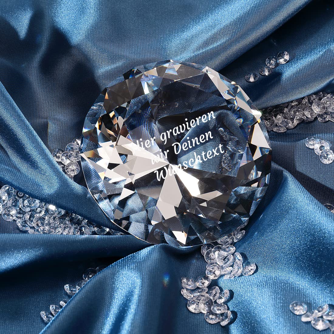 polar-effekt Decorazione in vetro con diamante con testo personalizzato – Fermacarte con nome – Compleanno e Natale – Decorazione da tavolo per soggiorno – adatto per uomini e donne
