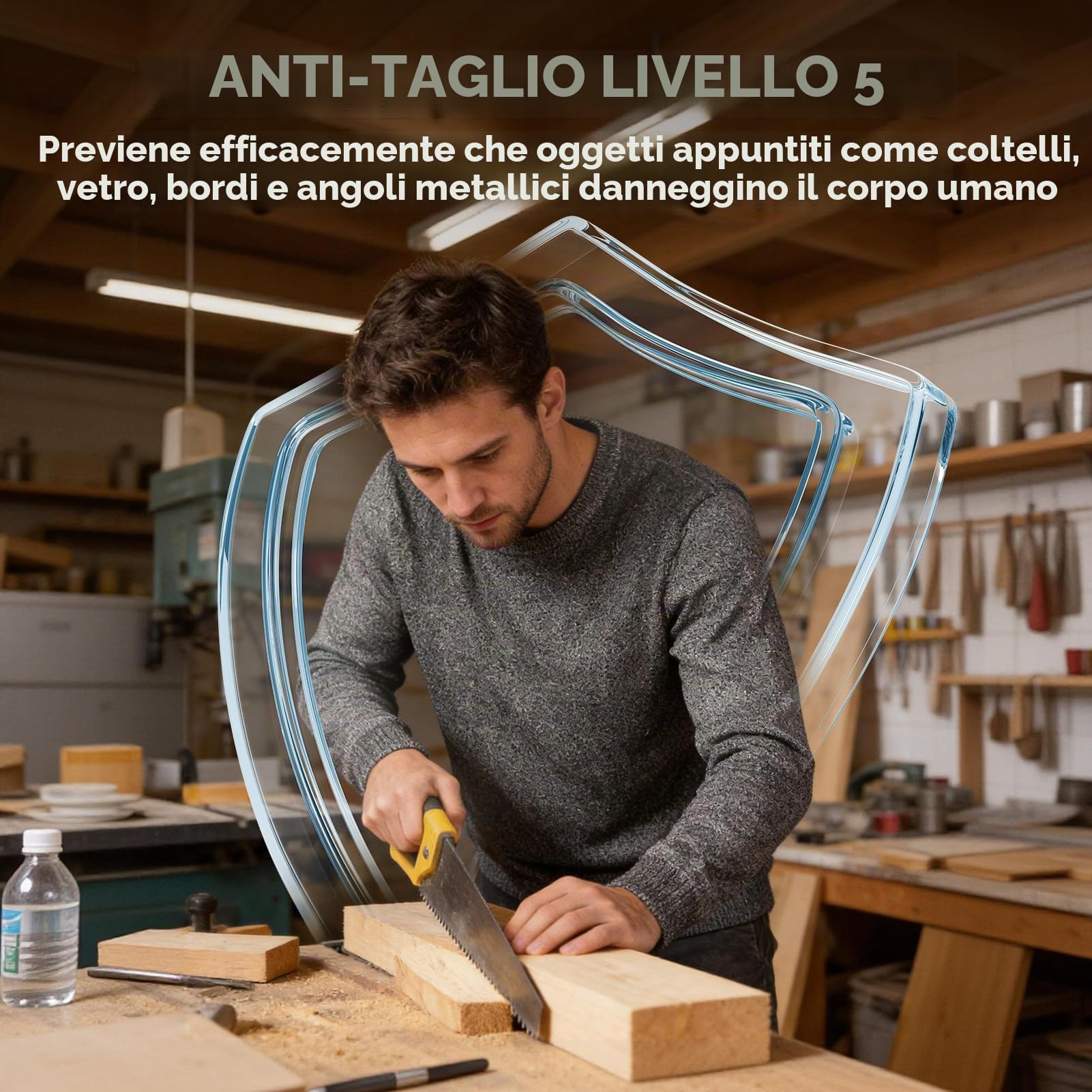Camicia Resistente al Taglio Abbigliamento antitaglio di Livello 5 A Maniche Lunghe al Taglio Camicie per La Produzione Industriale(XXL)