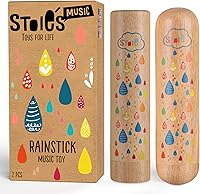 Stoie's Wooden Rainsticks for Kids 2-Pack - Soothing Sensory Rainmaker Toy for Rhythm, Coordination & Music Exploration
