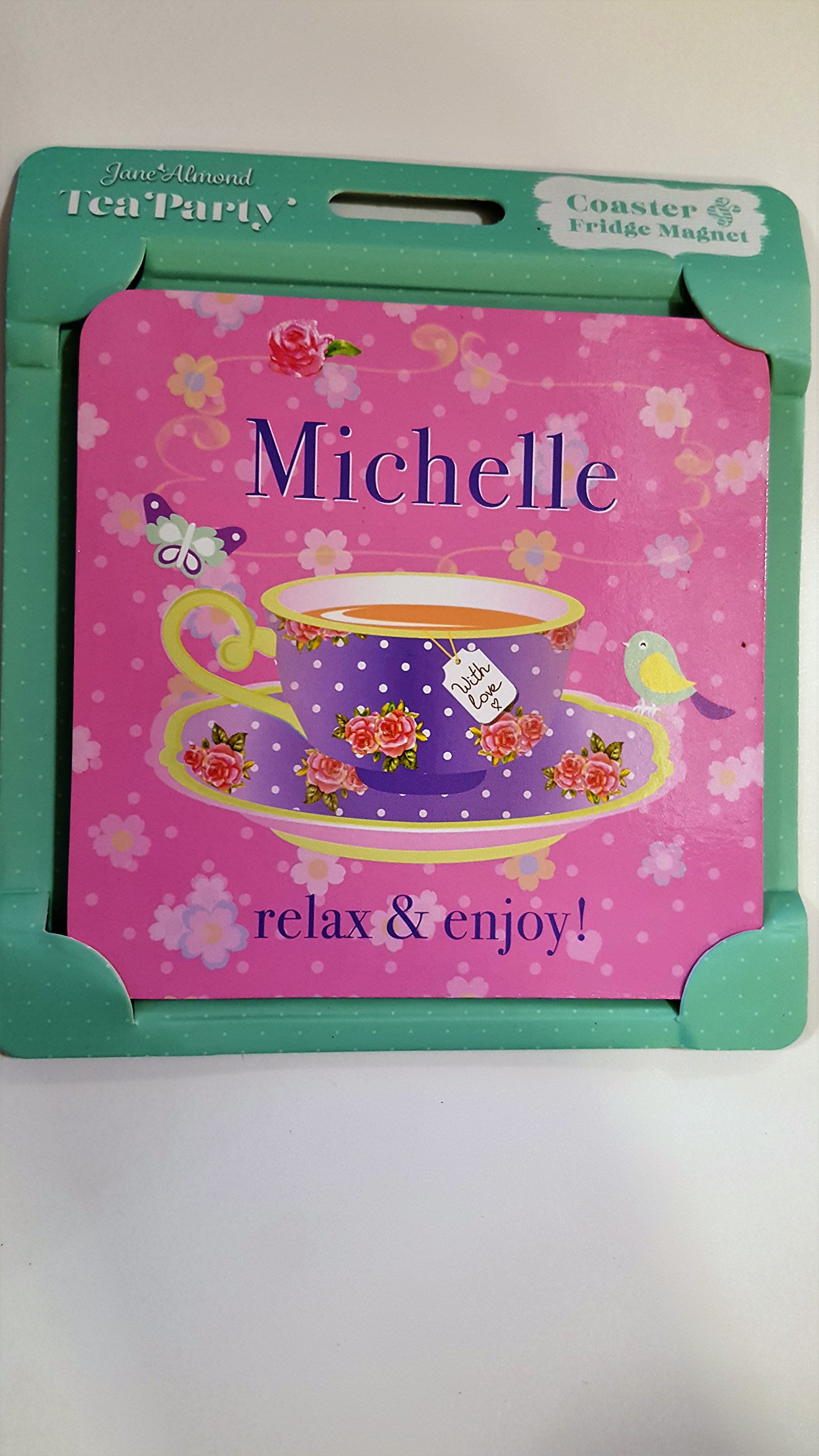 Michelle tea party coaster fridge magnet