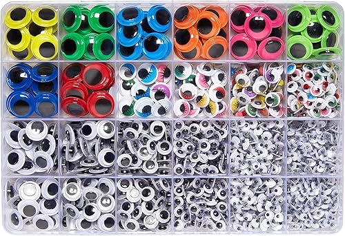 Miniatura 8 de 1650pcs Googly Eyes autoadhesivas para manualidades, calcomanías para manualidades que se mueven con varios colores y tamaños para bricolaje