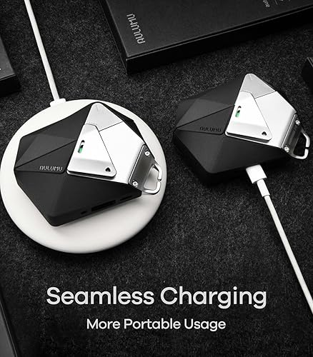 Miniatura 6 de Aulumu Funda geométrica para AirPods Pro 3 A39 con candado, funda protectora con hebilla de nailon, armadura de aleación, compatible con Apple