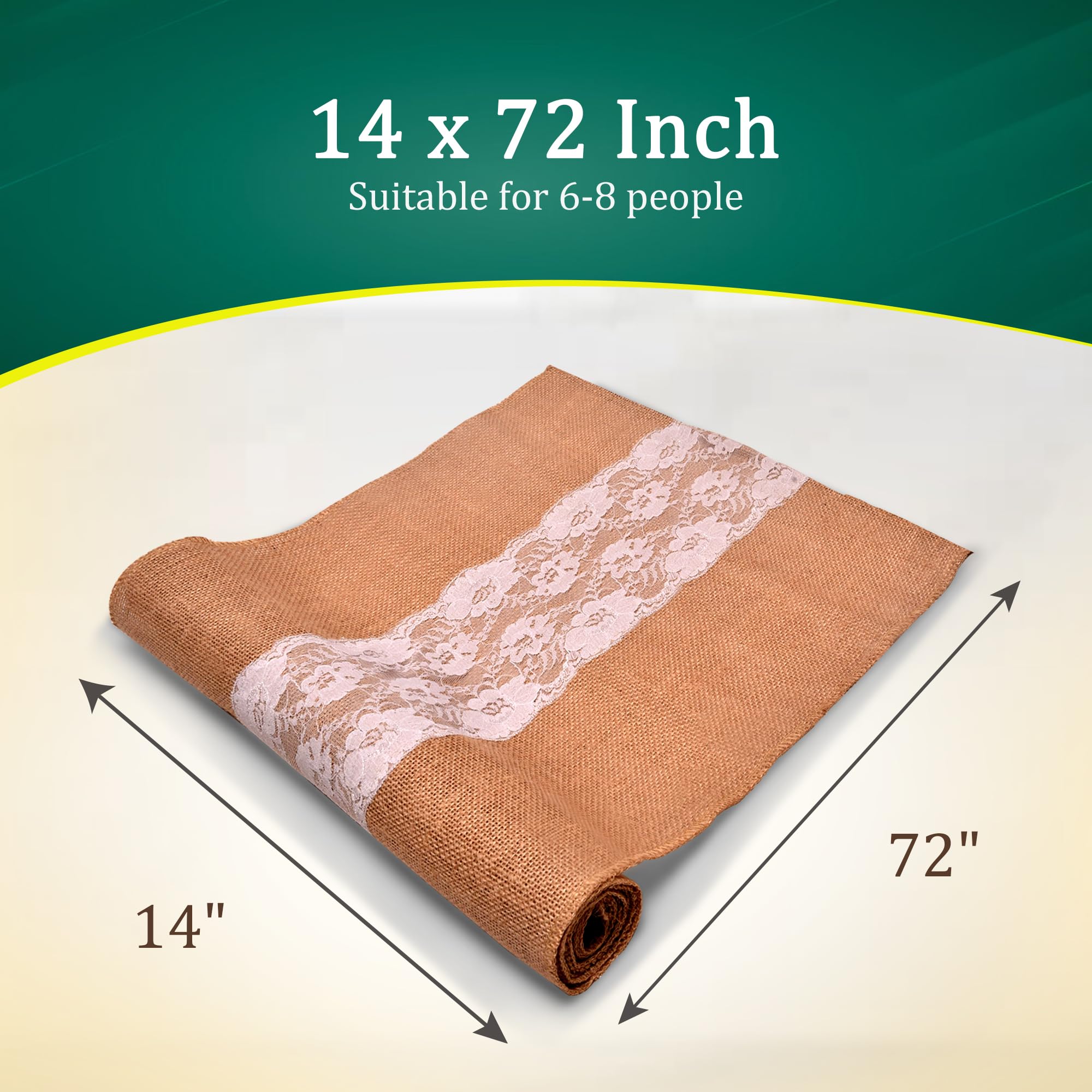 Lot de 6 chemins de table en toile de jute - 35,6 x 182,9 cm - Bords naturels sans effilochage - Sans odeur, respectueux de l'environnement - Parfait pour Noël, mariage, Thanksgiving