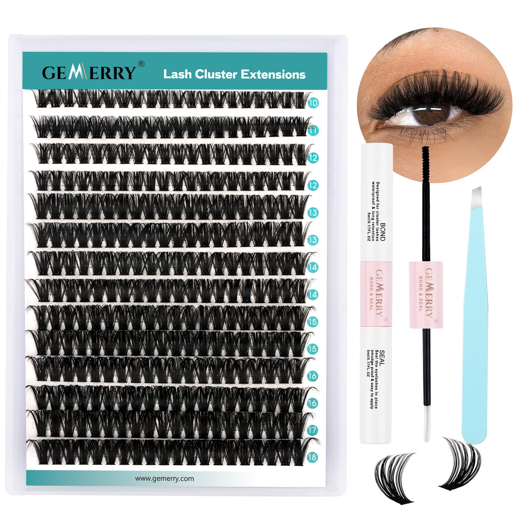 GEMERRY Kit Pestañas Postizas Individuales DIY Kit De Extensión De Pestañas Individuales con 60D 10-18mm Pestañas Pelo a Pelo y Pegamento Pinzas Extension Pestañas Kit(60D-0.07D-10-18mm-Set)