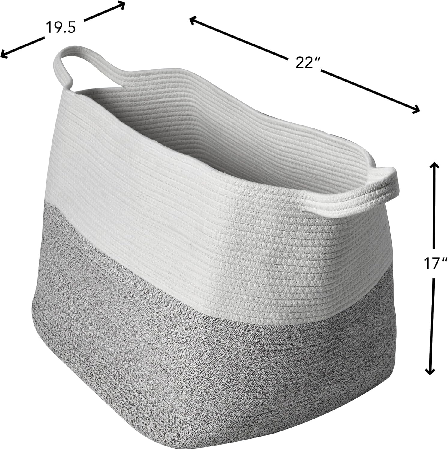 artesa rope woven laundry storage basket bin, 22 inch