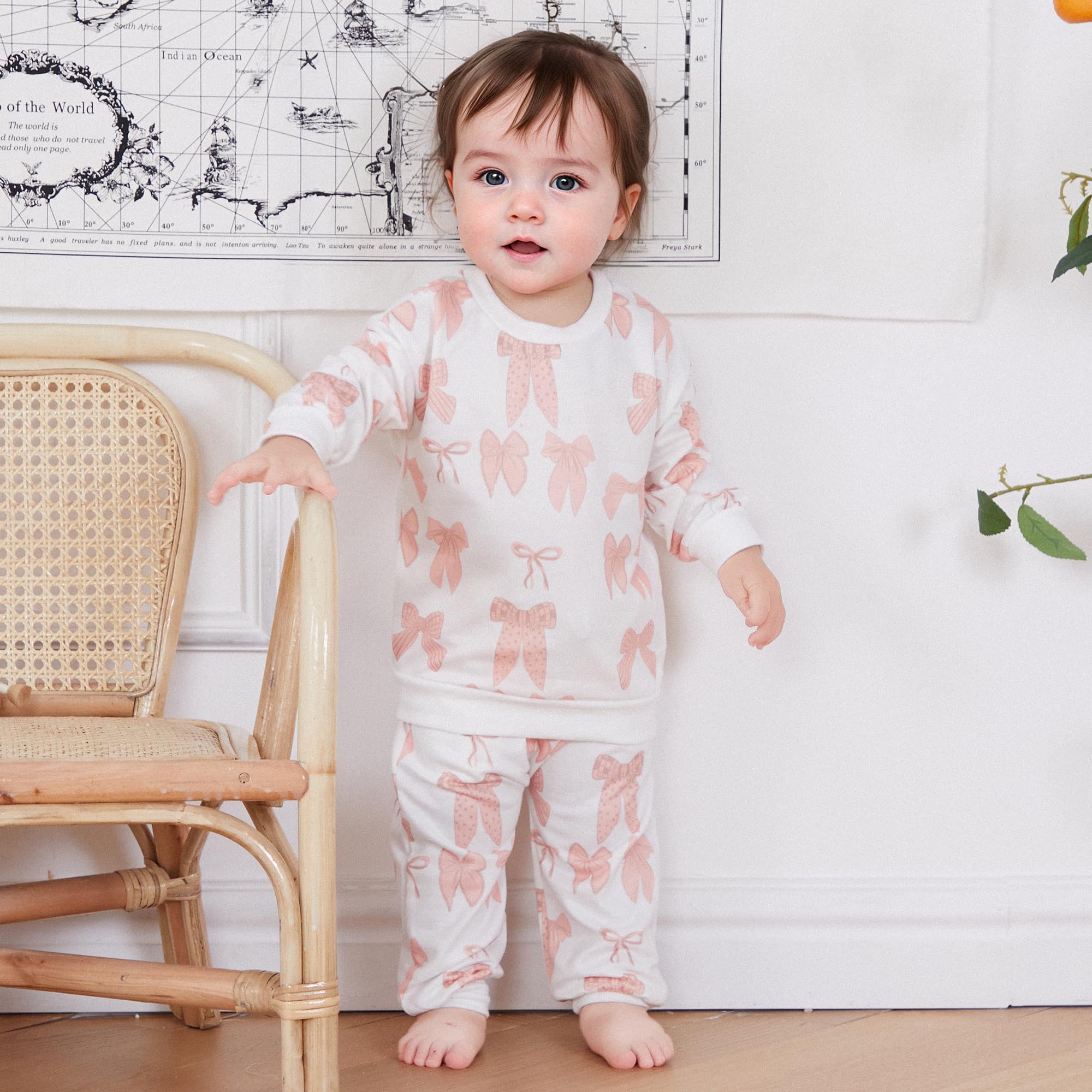 Engofs Baby Girl Clothes 3 6 9 12 18 24 Months 2T 3T Long Sleeve Sweatshirt Pants Set Toddler Fall Winter Outfits (Pink, 0-6 Months)