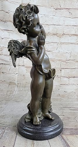 Miniatura 7 de Escultura de bronce de reproducción antigua francesaestatua de un querubín y niña por A Moreau