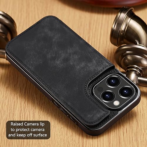 Miniatura 5 de Funda tipo cartera compatible con iPhone 15 Pro de piel sintética con ranura para tarjetero, doble cierre magnético con función atril de 6.1